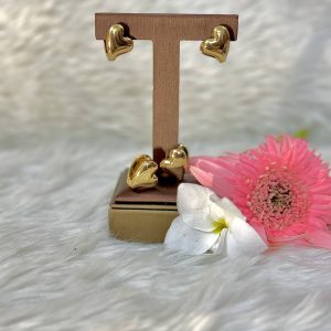 Golden heart sleeper earrings