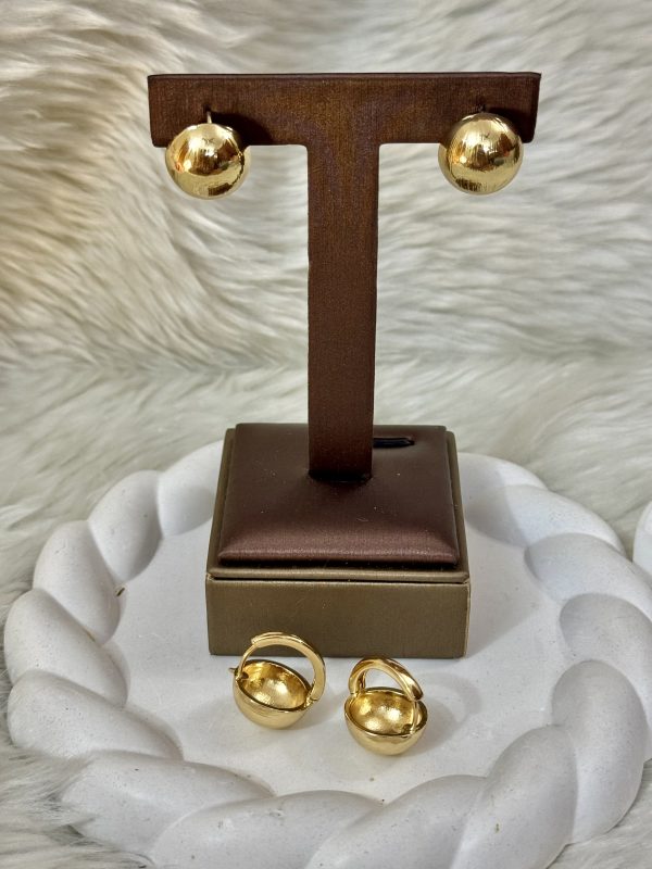Half ball golden sleeper earrings