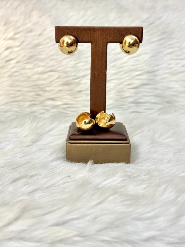Half ball golden sleeper earrings