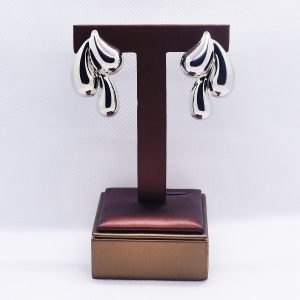 Irregular silver geometric tear-drop earrings