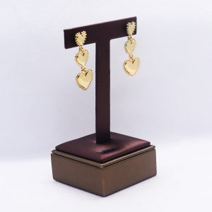 golden small layered hearts earrings