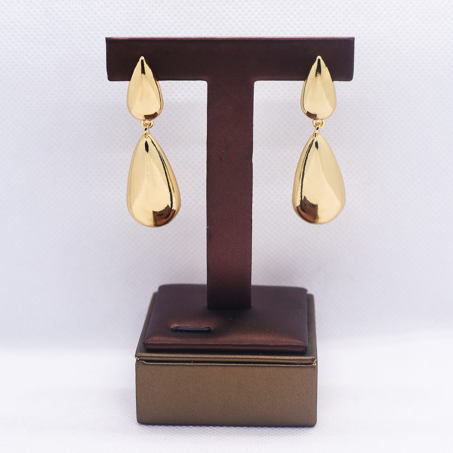 Golden tear-drop dangler earrings