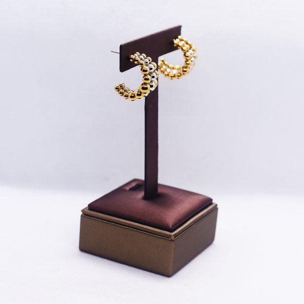 Duo-tone half hoop earrings - Image 2
