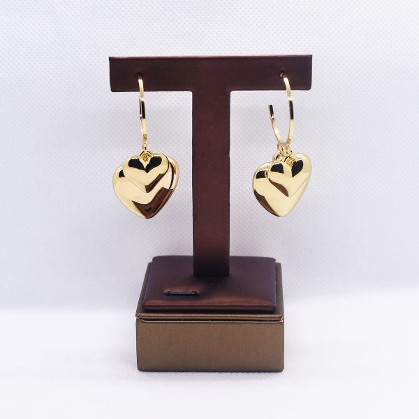 Hoop with dangling hearts earrings