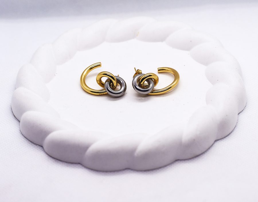 Di-Chromatic knot design earrings
