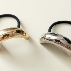 Single layer pony cuff silver hair tie