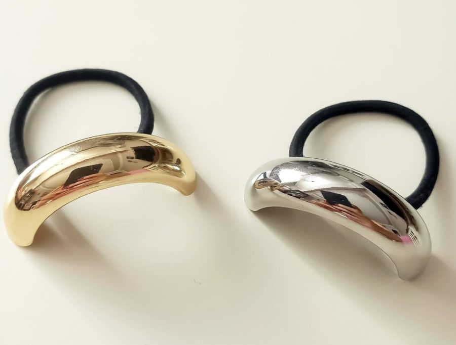 Single layer pony cuff silver hair tie